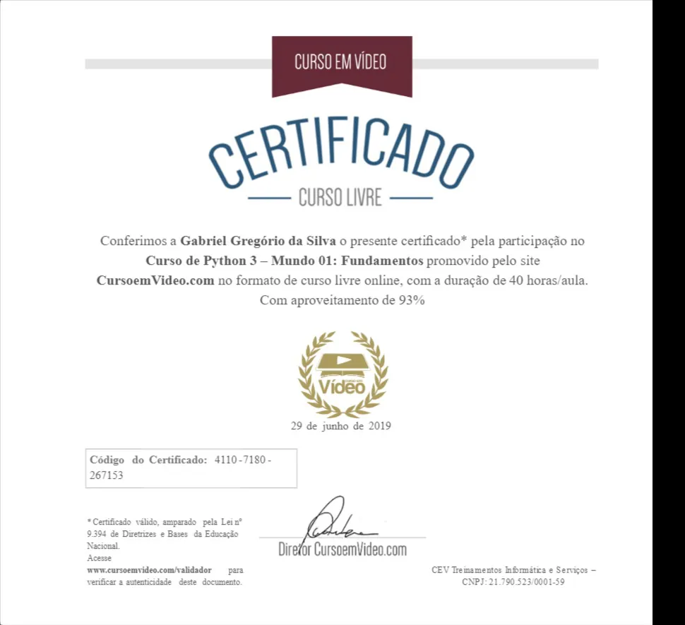 Curso em vídeo de Python