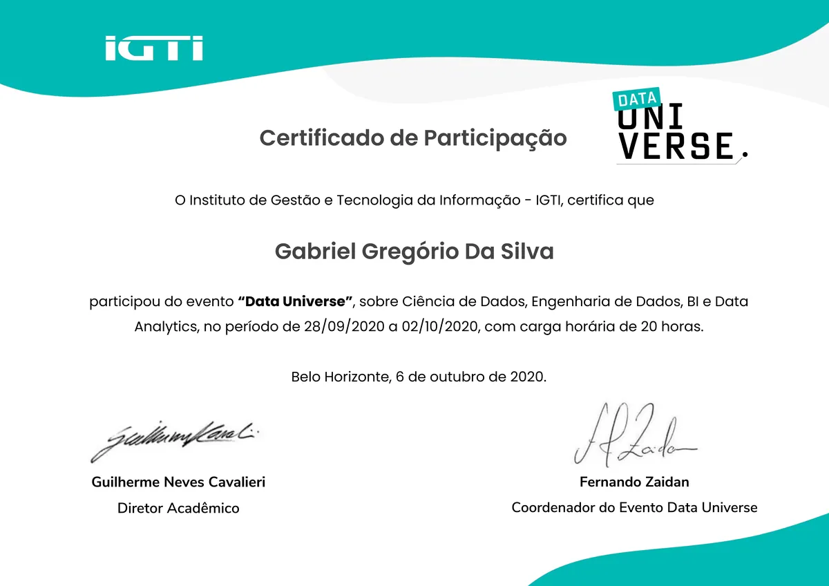 Participação no evento Data Universe