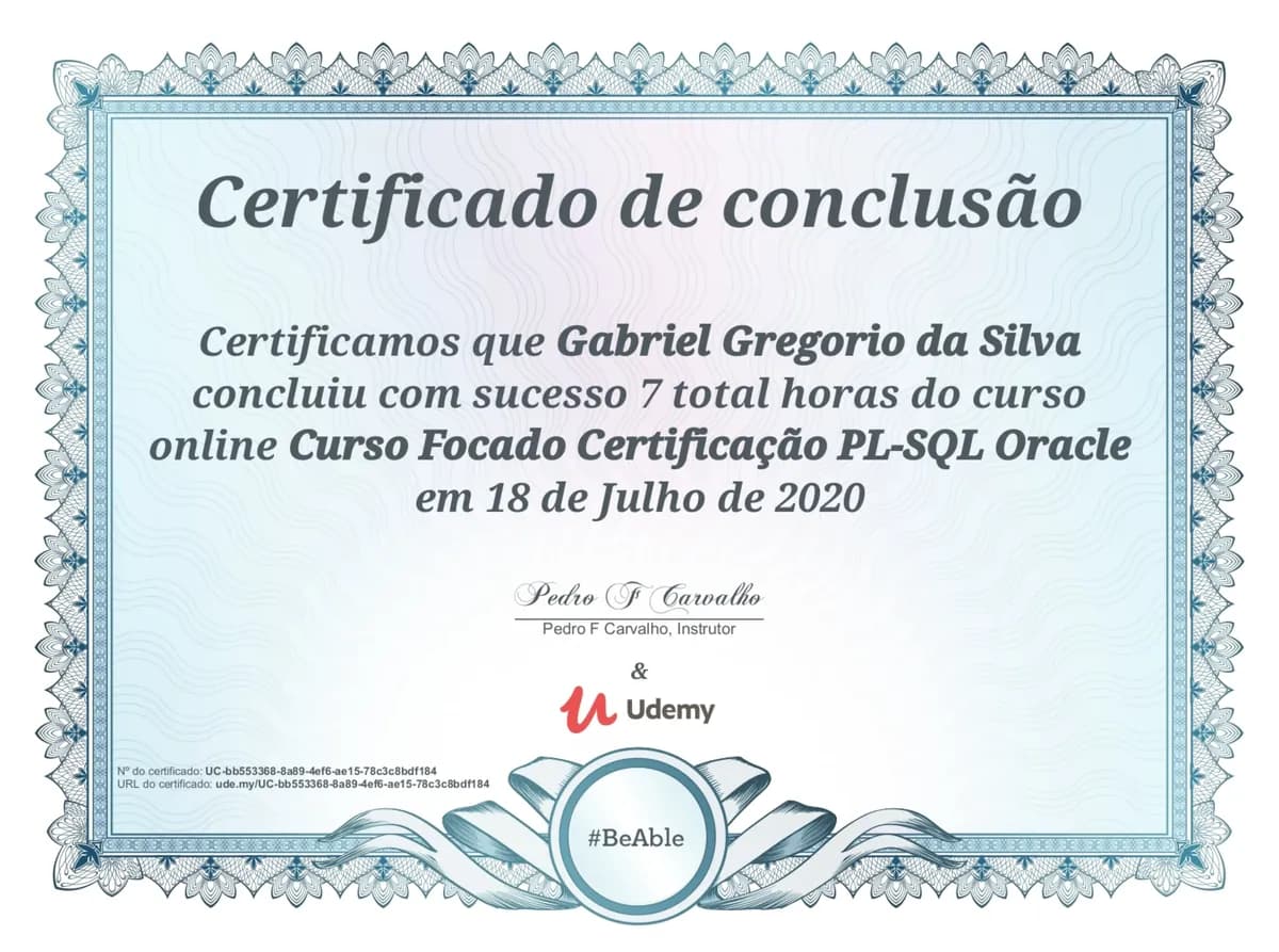 Curso Focado Certificação PL-SQL ORacle