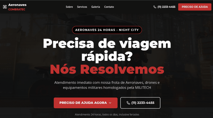 [SCREENSHOT] Landing Page Aeronaves Combratec
